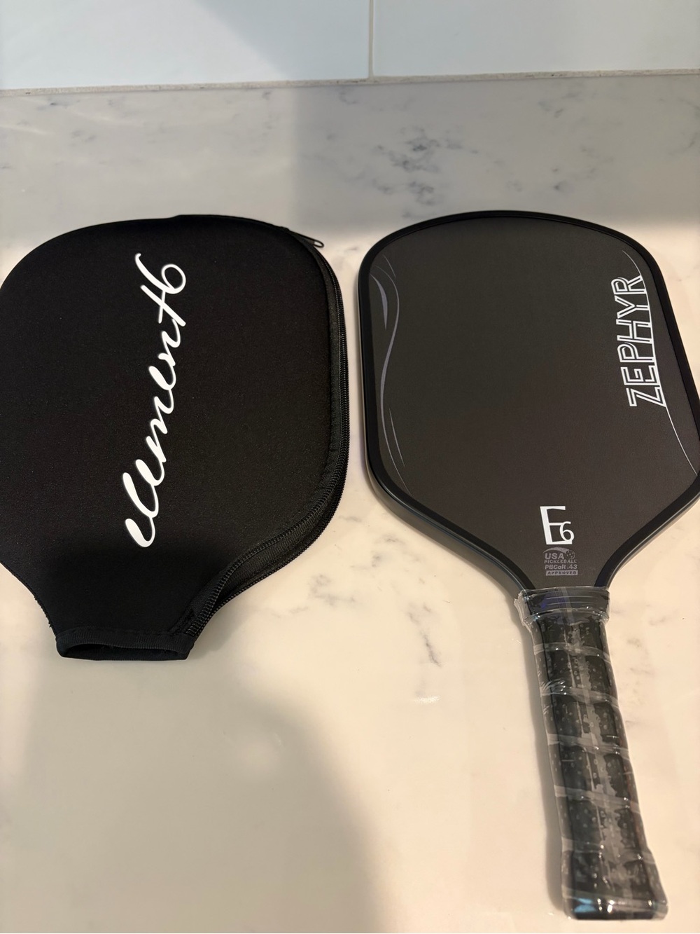 Zephyr Black E6 Pickleball Paddle with Matching Black Cover